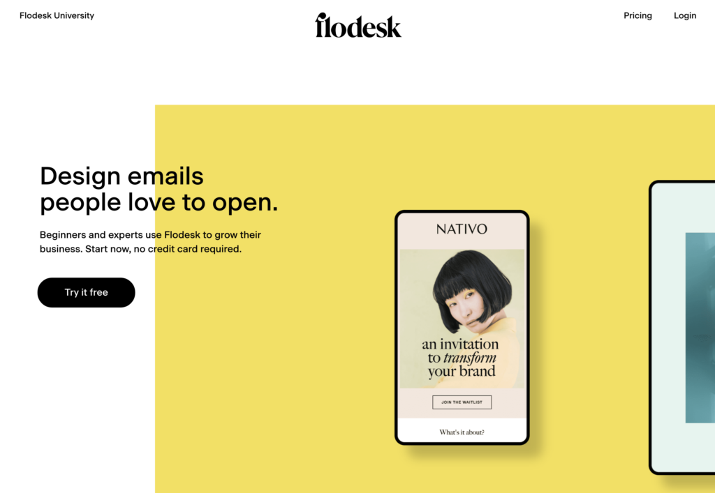 Flodesk e-mail marketingový nástroj